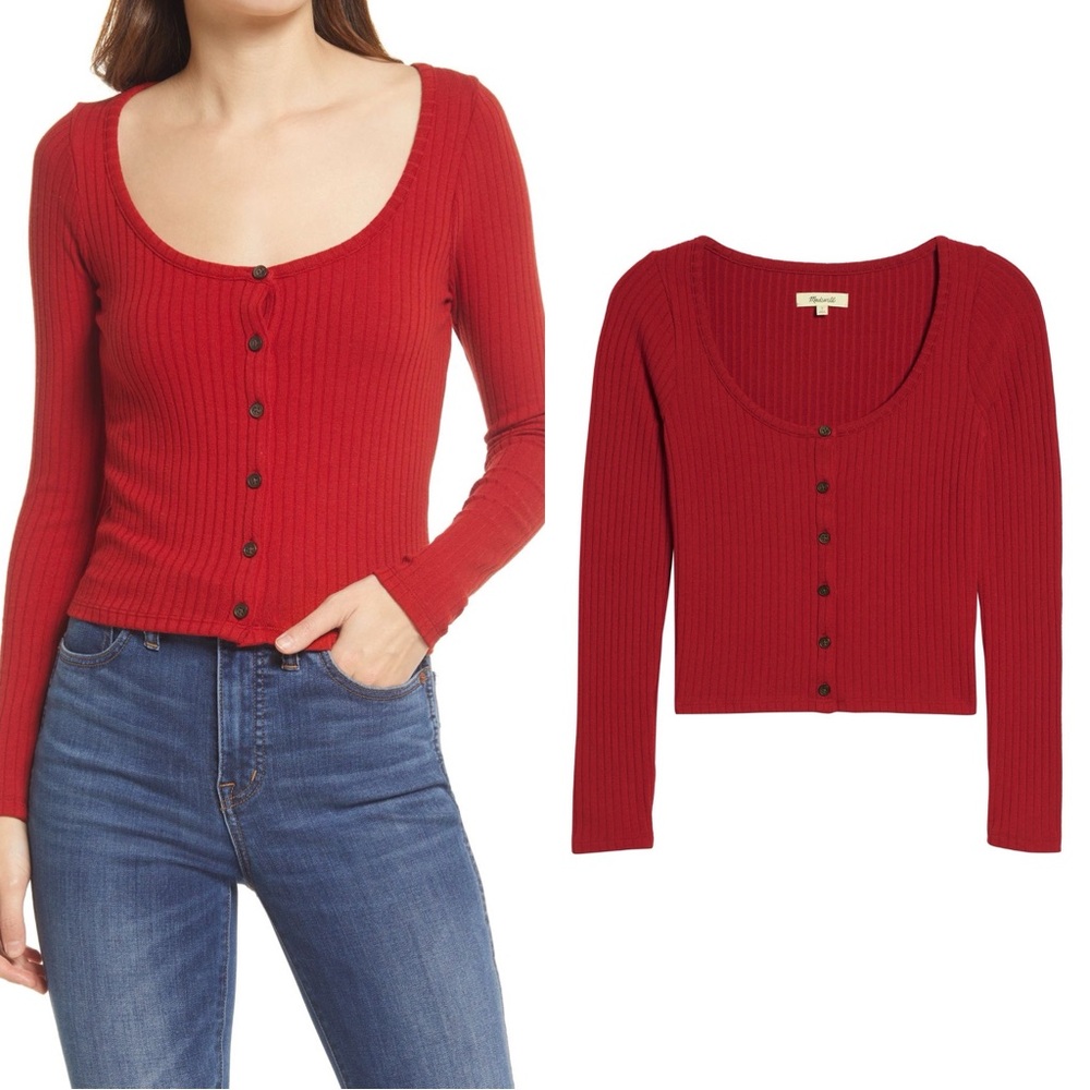 Madewell Ribbed Cardigan Crop Tee